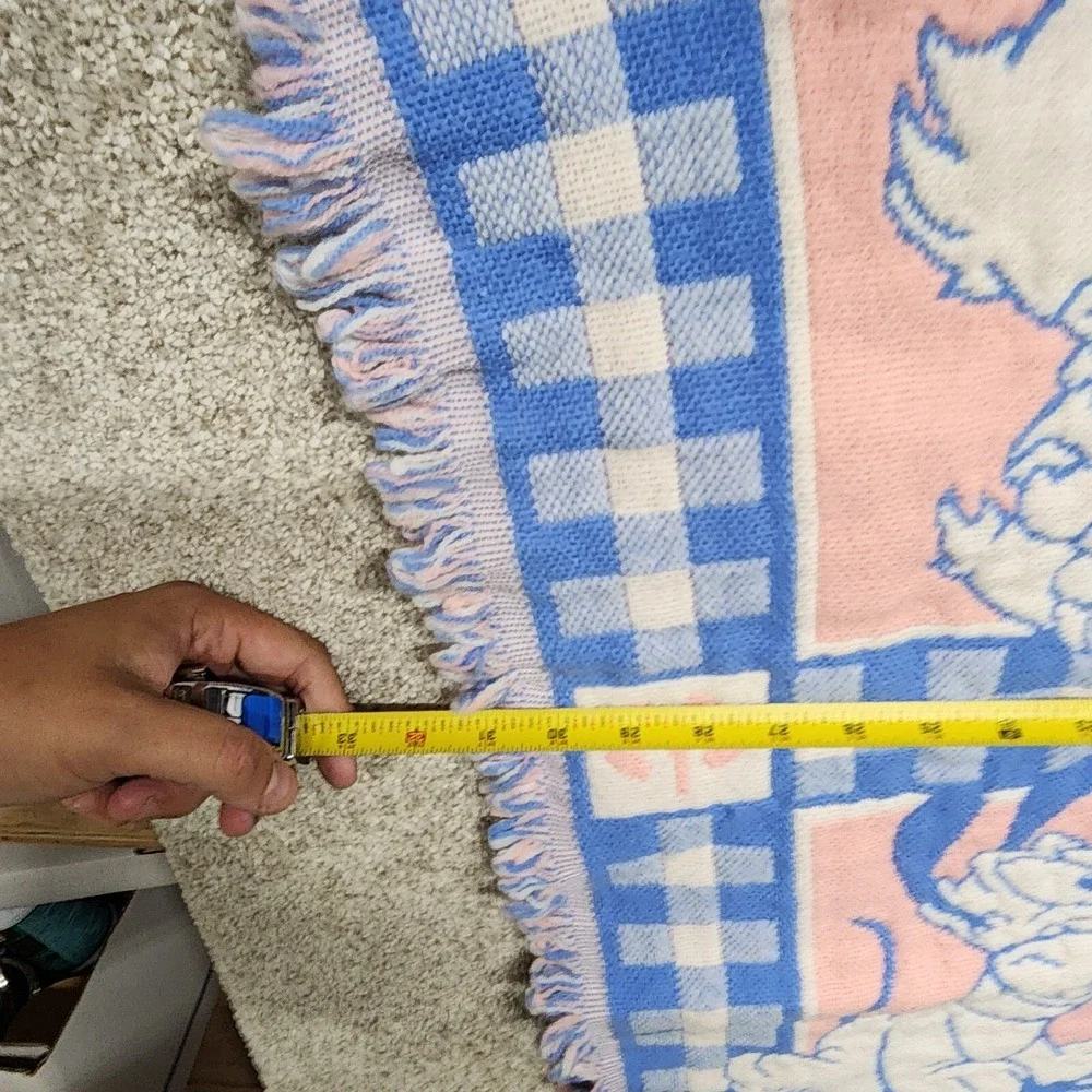 Avon 1994 Disney Babies Throw Blanket‎ Mickey Minnie Mouse Pink Blue Woven